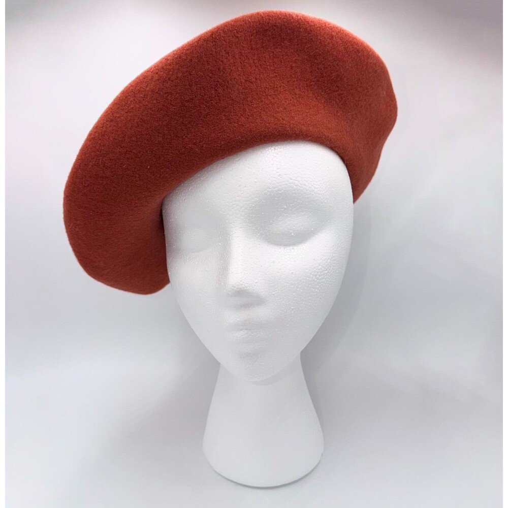Vintage Importina Wool Beret Rust Red Made in England Classic French Style